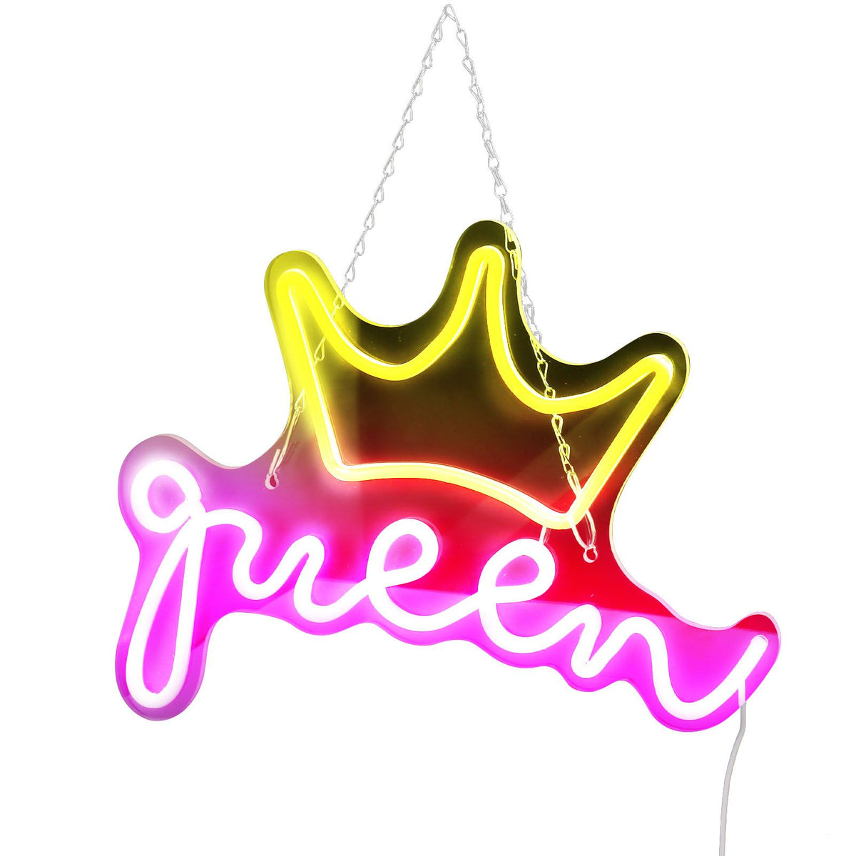 LED Neon Sign Bright USB Powered Decorative Crown Queen Wall Neon Light for Kids Room Bedroom Party