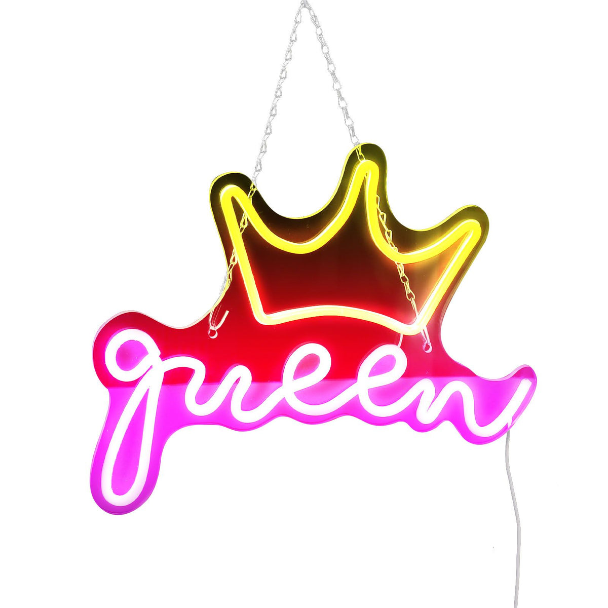 LED Neon Sign Bright USB Powered Decorative Crown Queen Wall Neon Light for Kids Room Bedroom Party