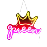 LED Neon Sign Bright USB Powered Decorative Crown Queen Wall Neon Light for Kids Room Bedroom Party