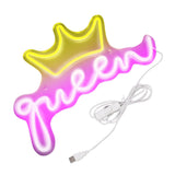 LED Neon Sign Bright USB Powered Decorative Crown Queen Wall Neon Light for Kids Room Bedroom Party