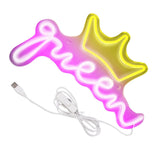 LED Neon Sign Bright USB Powered Decorative Crown Queen Wall Neon Light for Kids Room Bedroom Party - Extra Image