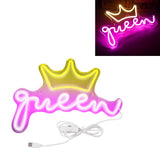 LED Neon Sign Bright USB Powered Decorative Crown Queen Wall Neon Light for Kids Room Bedroom Party - Extra Image