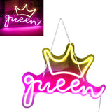 LED Neon Sign Bright USB Powered Decorative Crown Queen Wall Neon Light for Kids Room Bedroom Party