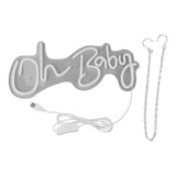 Oh Baby Neon Sign Acrylic USB Powered Wall Decor Neon Light for Bar Wedding Holiday Party Birthday Baby Shower White Light