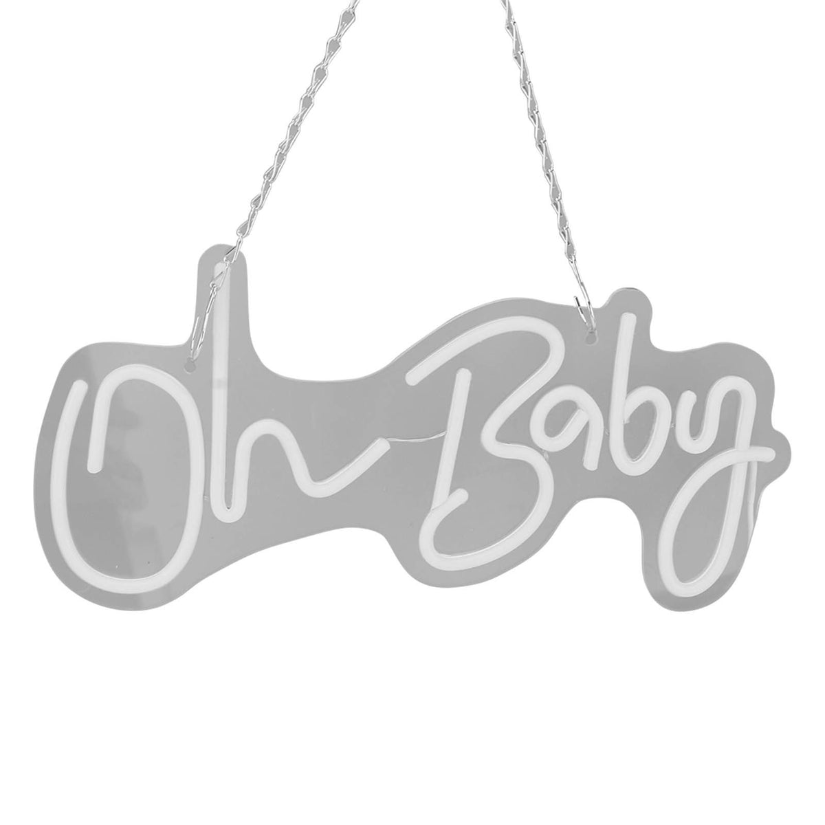Oh Baby Neon Sign Acrylic USB Powered Wall Decor Neon Light for Bar Wedding Holiday Party Birthday Baby Shower White Light