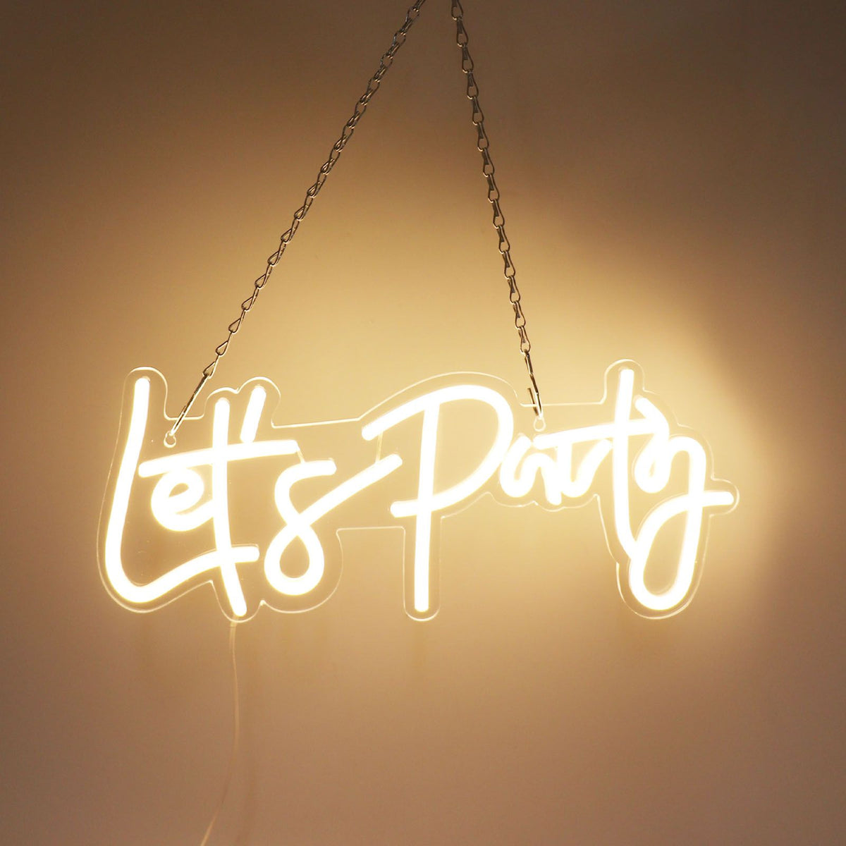Party Neon Sign USB Powered Highly Transparent Acrylic Backsheet LED Neon Light Wall Sign for Bedroom Decoration Warm White