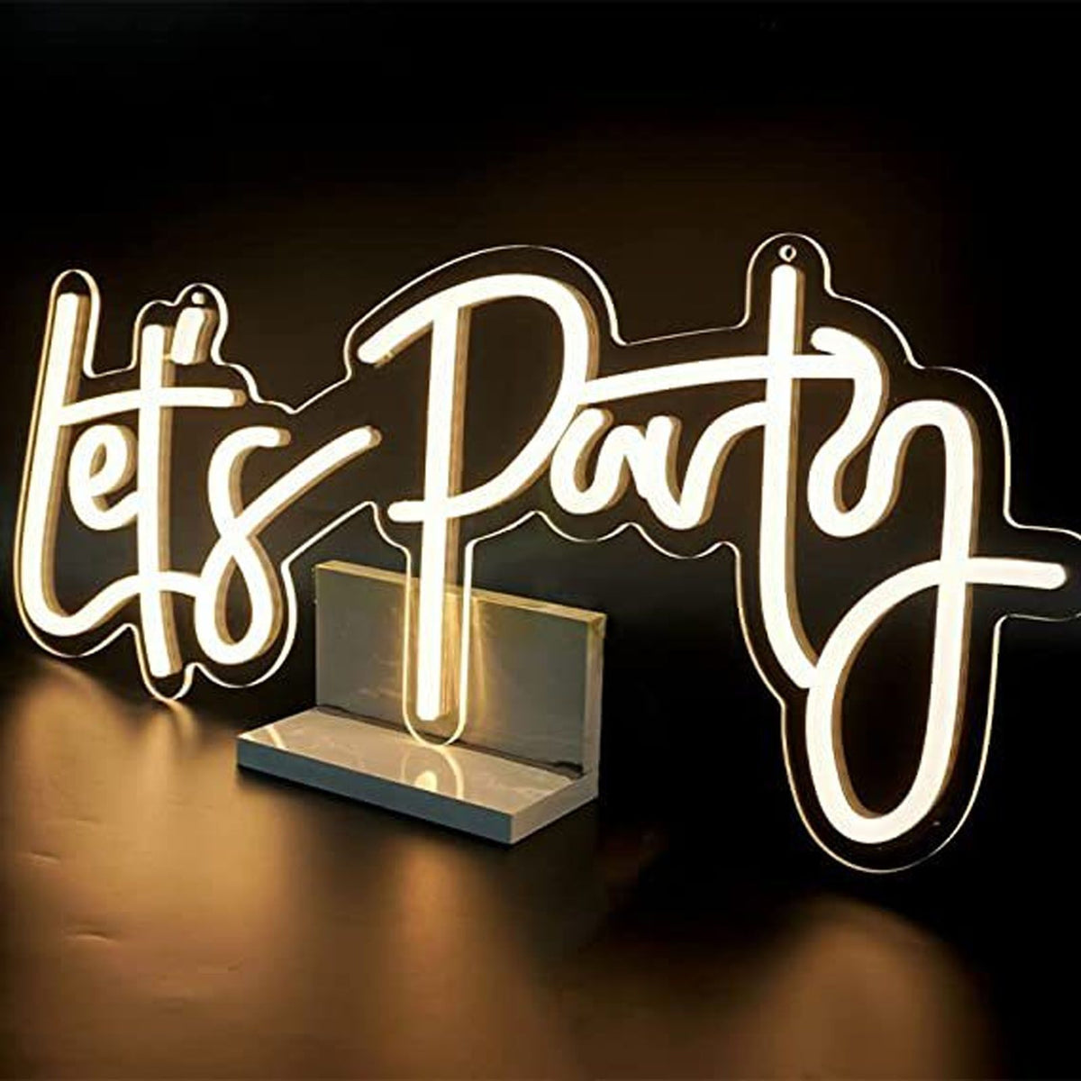 Party Neon Sign USB Powered Highly Transparent Acrylic Backsheet LED Neon Light Wall Sign for Bedroom Decoration Warm White