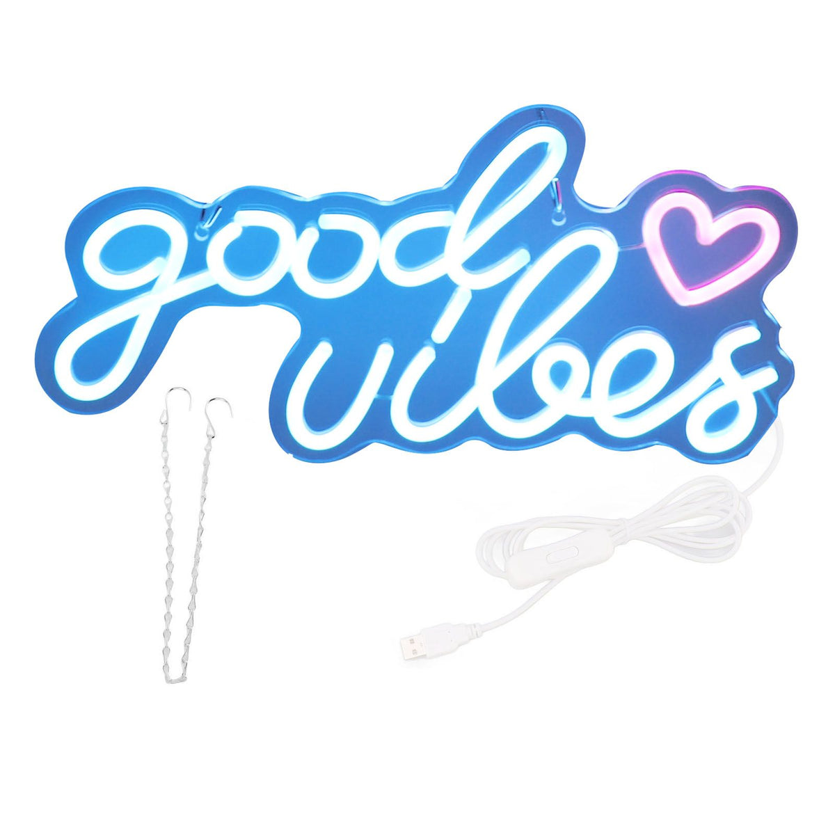 Neon Sign Good Vibes LED Light Acrylic USB Powered Wall Hang Neon Wall Decor for Bar Party Wedding Bedroom