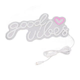 Neon Sign Good Vibes LED Light Acrylic USB Powered Wall Hang Neon Wall Decor for Bar Party Wedding Bedroom - Front View