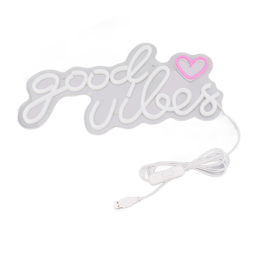Neon Sign Good Vibes LED Light Acrylic USB Powered Wall Hang Neon Wall Decor for Bar Party Wedding Bedroom