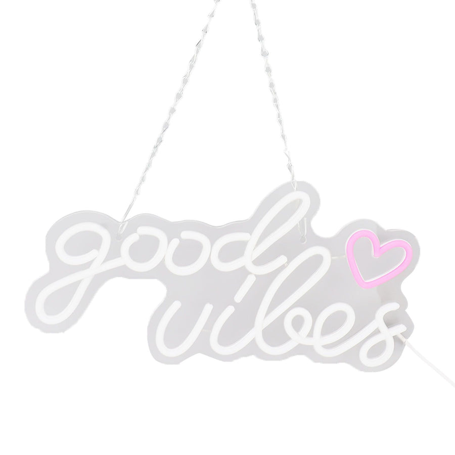 Neon Sign Good Vibes LED Light Acrylic USB Powered Wall Hang Neon Wall Decor for Bar Party Wedding Bedroom