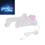 Neon Sign Good Vibes LED Light Acrylic USB Powered Wall Hang Neon Wall Decor for Bar Party Wedding Bedroom
