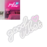 Neon Sign Good Vibes LED Light Acrylic USB Powered Wall Hang Neon Wall Decor for Bar Party Wedding Bedroom