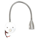 LED Wall Mounted Reading Light Touch Control 3 Color Temperature Dimmable Bedside Reading Lamp with Gooseneck Hose for RV Boat Motorhome DC 12 to 24V Silver - Front View
