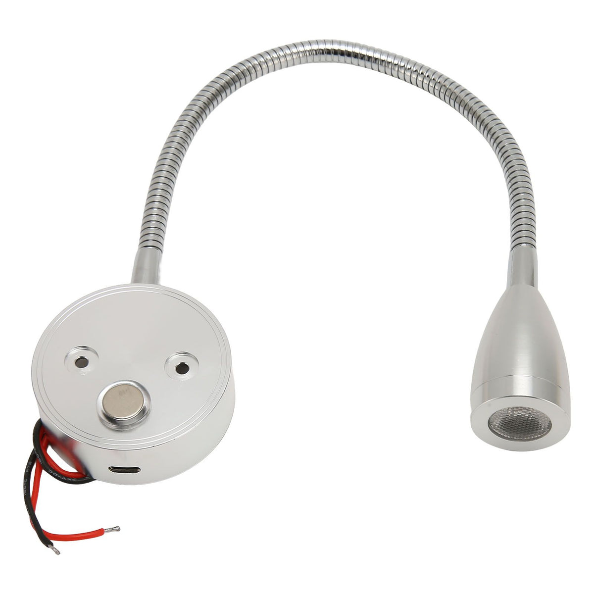 LED Wall Mounted Reading Light Touch Control 3 Color Temperature Dimmable Bedside Reading Lamp with Gooseneck Hose for RV Boat Motorhome DC 12 to 24V Silver