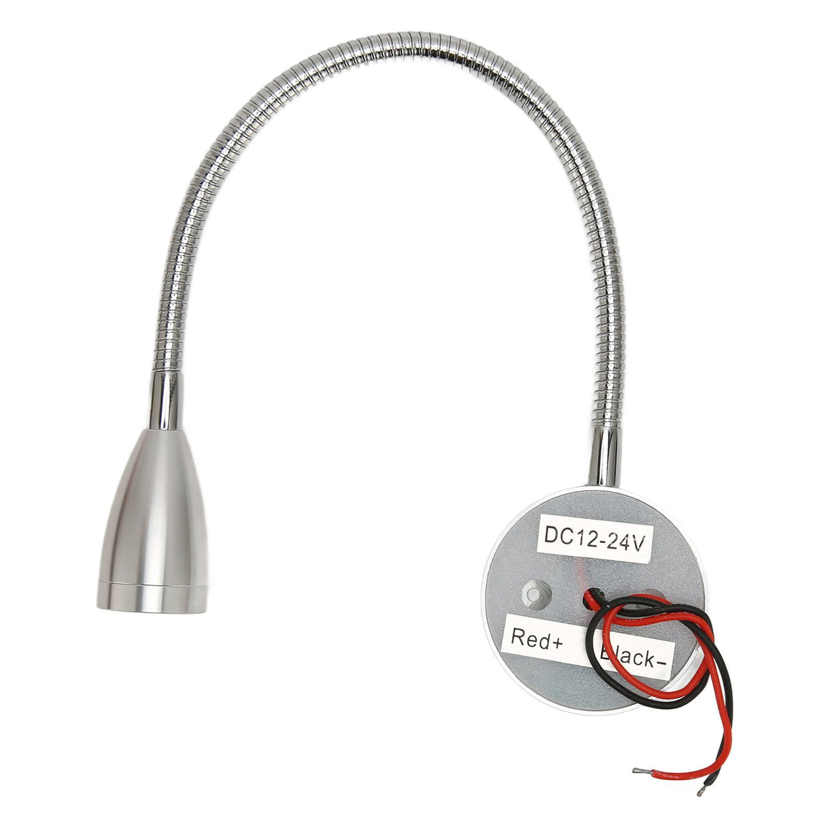 LED Wall Mounted Reading Light Touch Control 3 Color Temperature Dimmable Bedside Reading Lamp with Gooseneck Hose for RV Boat Motorhome DC 12 to 24V Silver