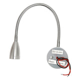 LED Wall Mounted Reading Light Touch Control 3 Color Temperature Dimmable Bedside Reading Lamp with Gooseneck Hose for RV Boat Motorhome DC 12 to 24V Silver