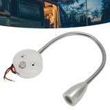 LED Wall Mounted Reading Light Touch Control 3 Color Temperature Dimmable Bedside Reading Lamp with Gooseneck Hose for RV Boat Motorhome DC 12 to 24V Silver - Extra Image