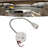 LED Wall Mounted Reading Light Touch Control 3 Color Temperature Dimmable Bedside Reading Lamp with Gooseneck Hose for RV Boat Motorhome DC 12 to 24V Silver - Extra Image