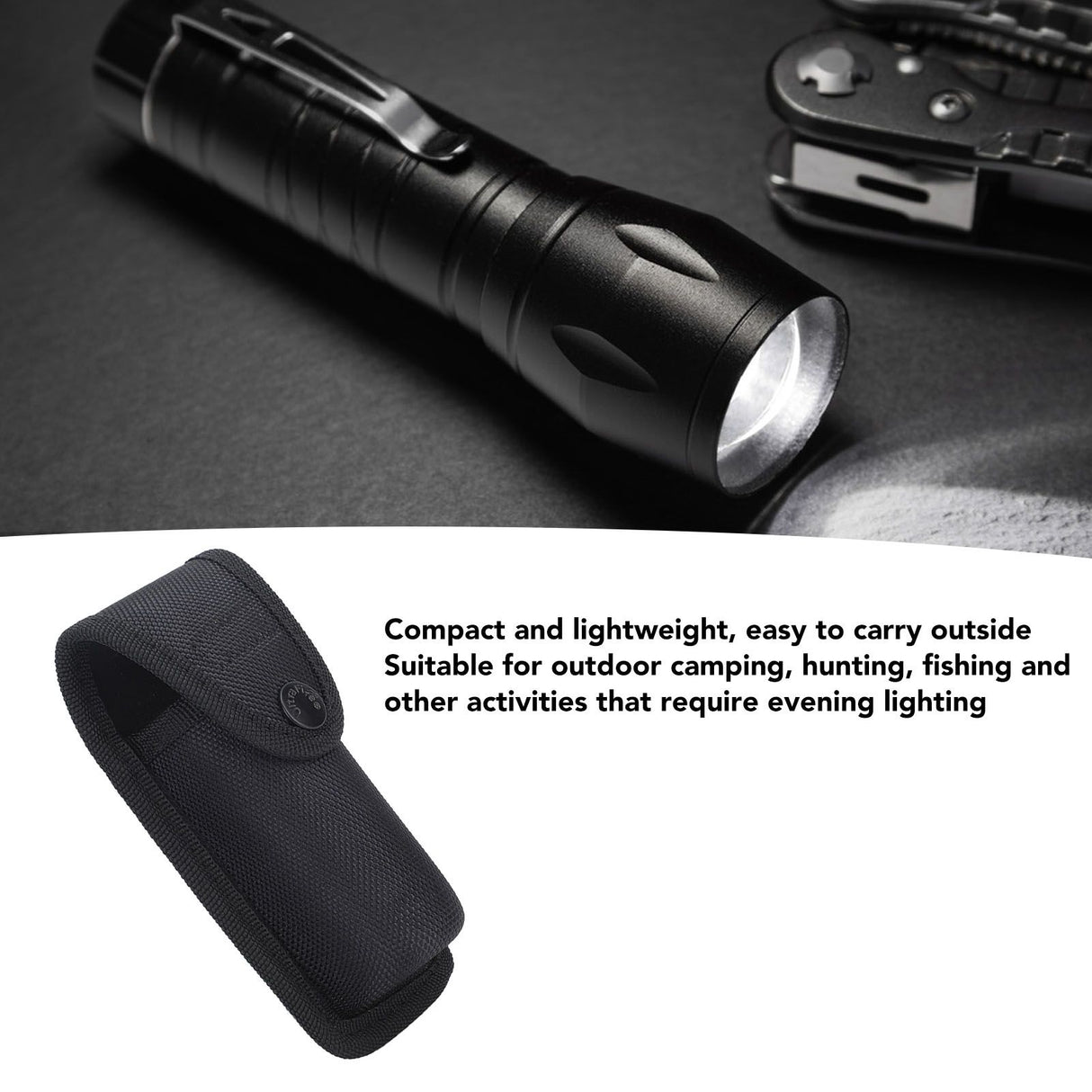 Flashlight Pouch Holder Nylon Portable Torch Flashlight Carry Case for Outdoor Camping Hunting Lighting