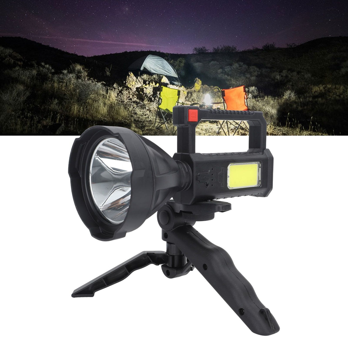 Handheld Spotlight Strong Light Waterproof Rechargeable Spotlight Flashlight LED Searchlight for Outdoor Camping Hiking