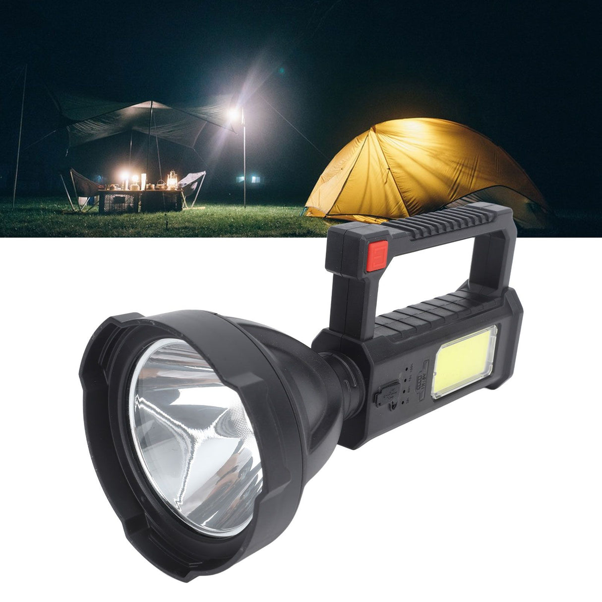 Handheld Spotlight Strong Light Waterproof Rechargeable Spotlight Flashlight LED Searchlight for Outdoor Camping Hiking