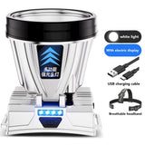 Super Bright Headlamp Rechargeable 800mAh Lithium Ion Battery Waterproof High Power Headlamp with Power Display for Outdoor Activity Silver