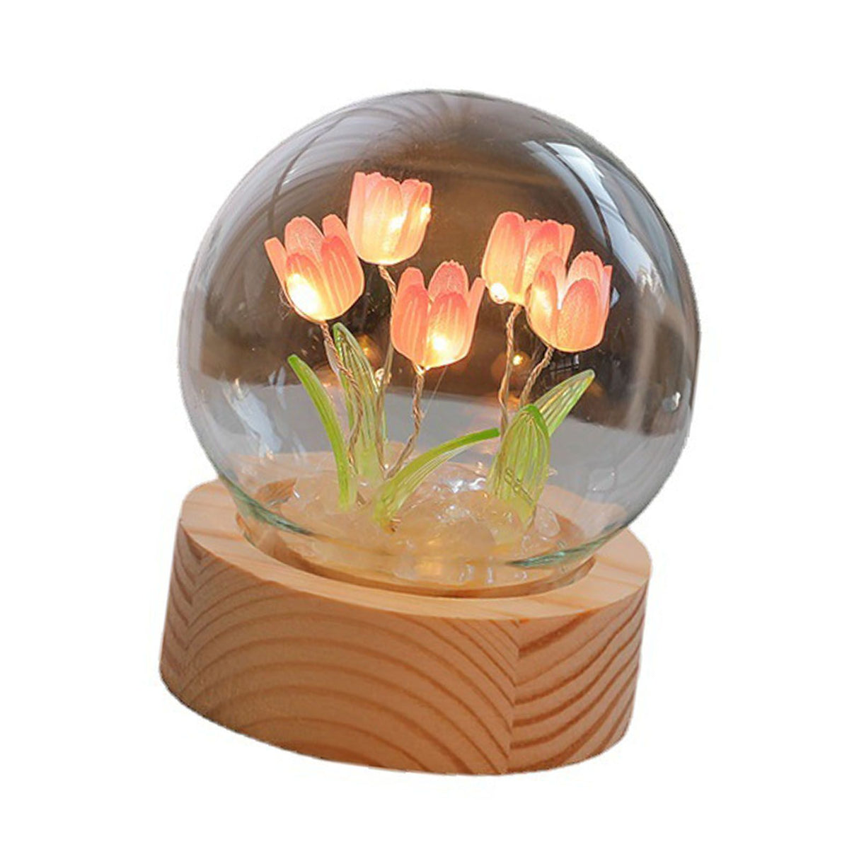 Flower Night Light Tulip Night Lamp Home Decoration Night Light Bedside Light for Office Bedroom Pink