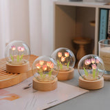 Flower Night Light Tulip Night Lamp Home Decoration Night Light Bedside Light for Office Bedroom Pink