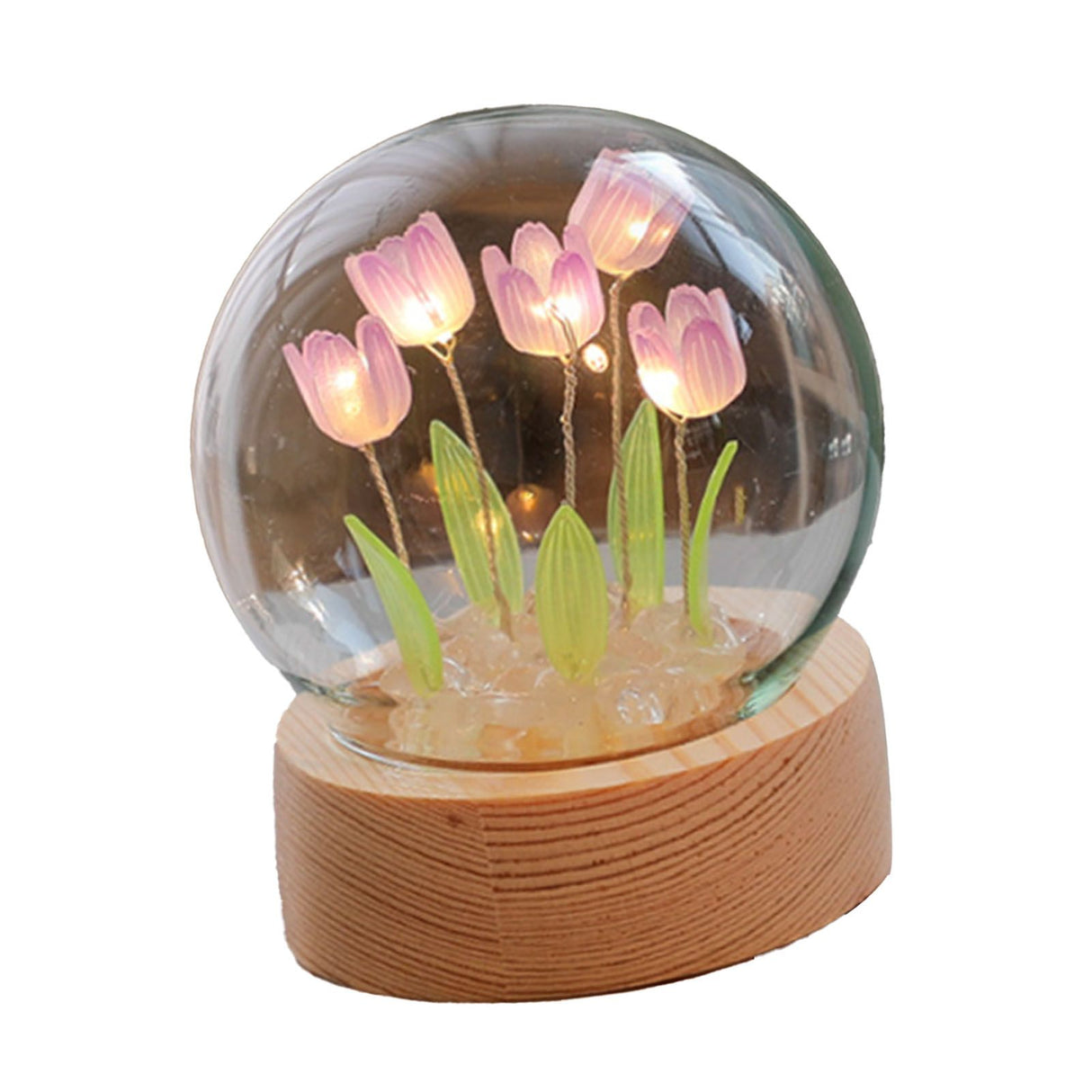 Flower Night Light Tulip Night Lamp Home Decoration Night Light Bedside Light for Office Bedroom Purple