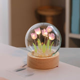 Flower Night Light Tulip Night Lamp Home Decoration Night Light Bedside Light for Office Bedroom Purple - 45-Degree Angle