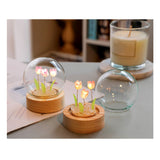 Flower Night Light Tulip Night Lamp Home Decoration Night Light Bedside Light for Office Bedroom Purple