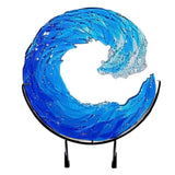 Ocean Wave Sculpture Blue Wave Ornaments Ocean Art for Desktop Decoration - Front View