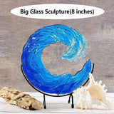 Ocean Wave Sculpture Blue Wave Ornaments Ocean Art for Desktop Decoration - Side View