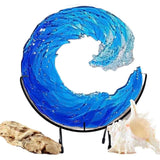 Ocean Wave Sculpture Blue Wave Ornaments Ocean Art for Desktop Decoration - Rear View