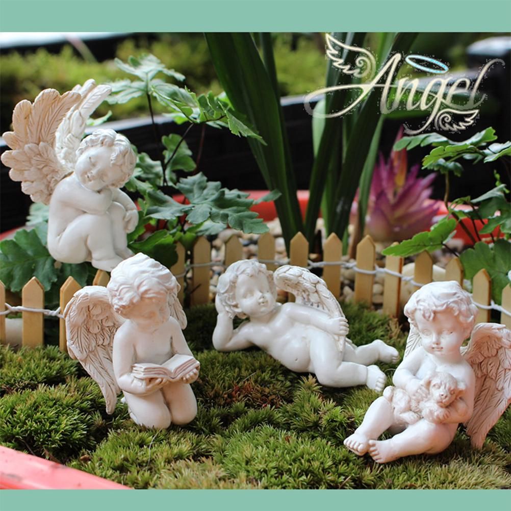 Angel Stakes Figurine Miniature Resin Sculpture Garden Statue for Potted Plants Mini Landscape