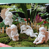 Angel Stakes Figurine Miniature Resin Sculpture Garden Statue for Potted Plants Mini Landscape - 45-Degree Angle
