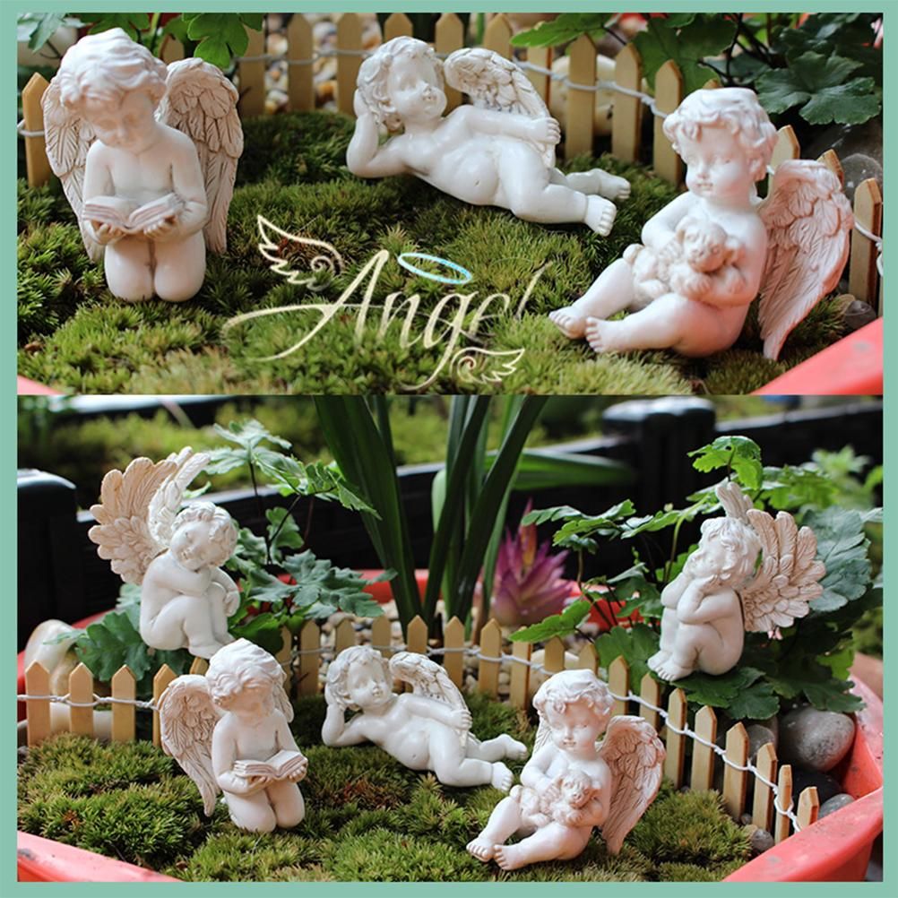 Angel Stakes Figurine Miniature Resin Sculpture Garden Statue for Potted Plants Mini Landscape