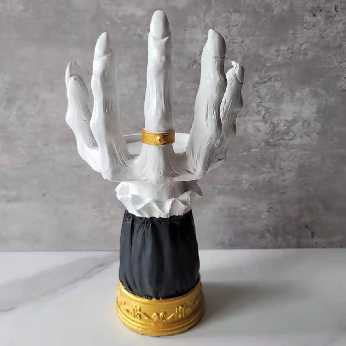 Halloween Candle Holder Witch Hand Shaped Resin Candlestick Desktop Ornaments Decor