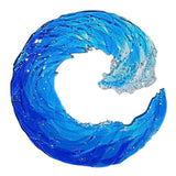 Ocean Wave Sculpture Blue Wave Ornaments Ocean Art for Desktop Decoration - Side View