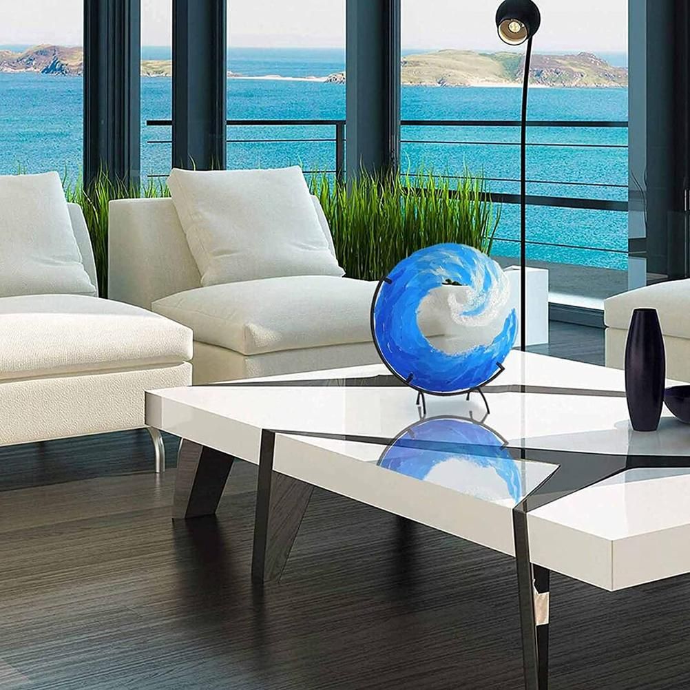 Ocean Wave Sculpture Blue Wave Ornaments Ocean Art for Desktop Decoration