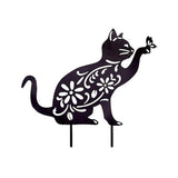 Cat Decorative Garden Stake Iron Hollow Exquisite Cat Garden Decor