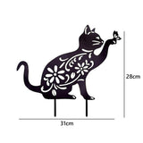 Cat Decorative Garden Stake Iron Hollow Exquisite Cat Garden Decor