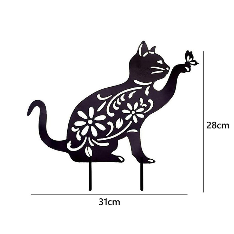 Cat Decorative Garden Stake Iron Hollow Exquisite Cat Garden Decor