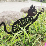 Cat Decorative Garden Stake Iron Hollow Exquisite Cat Garden Decor - Top-Down View