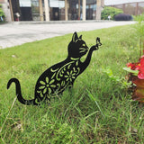 Cat Decorative Garden Stake Iron Hollow Exquisite Cat Garden Decor