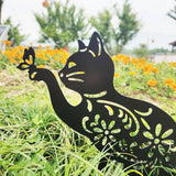 Cat Decorative Garden Stake Iron Hollow Exquisite Cat Garden Decor - Extra Image