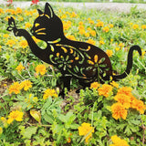 Cat Decorative Garden Stake Iron Hollow Exquisite Cat Garden Decor