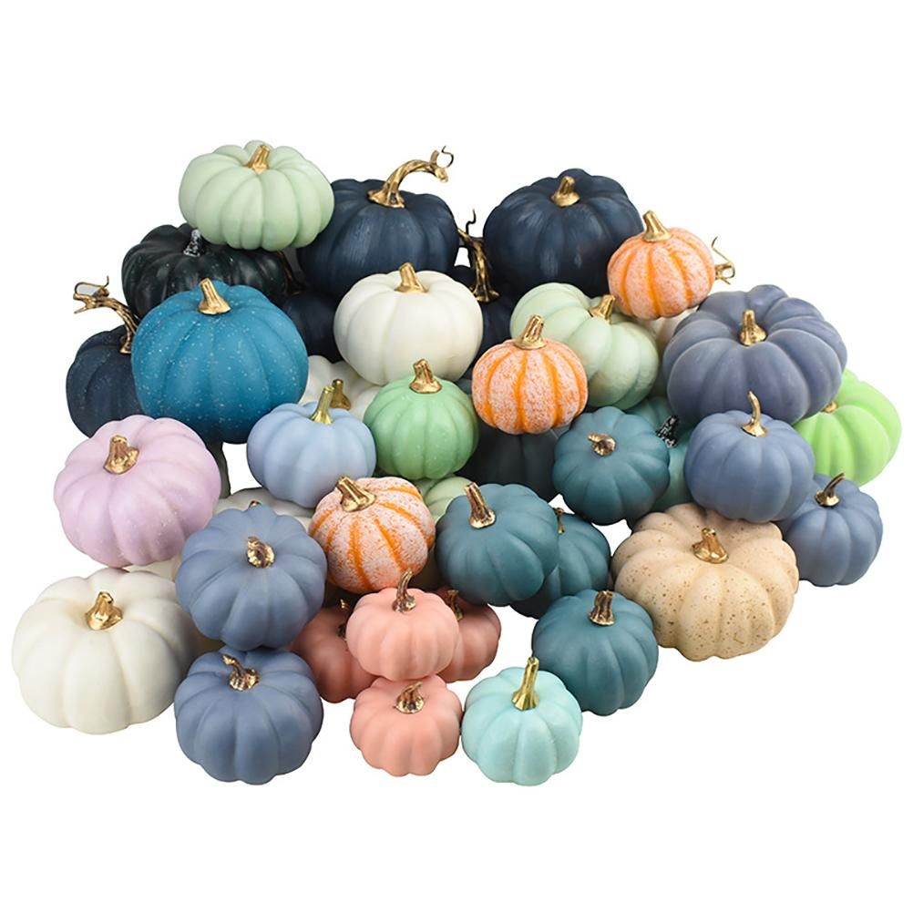 16Pcs Artificial Autumn Pumpkins Fake Foam Pumpkins for Halloween Thanksgiving Halloween Decoration