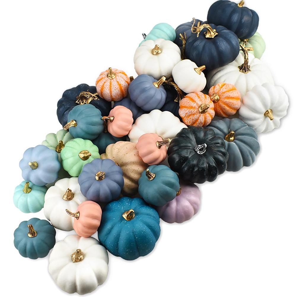16Pcs Artificial Autumn Pumpkins Fake Foam Pumpkins for Halloween Thanksgiving Halloween Decoration